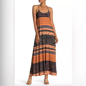 Donna Morgan horse bit tribal maxi size 6 orange brown